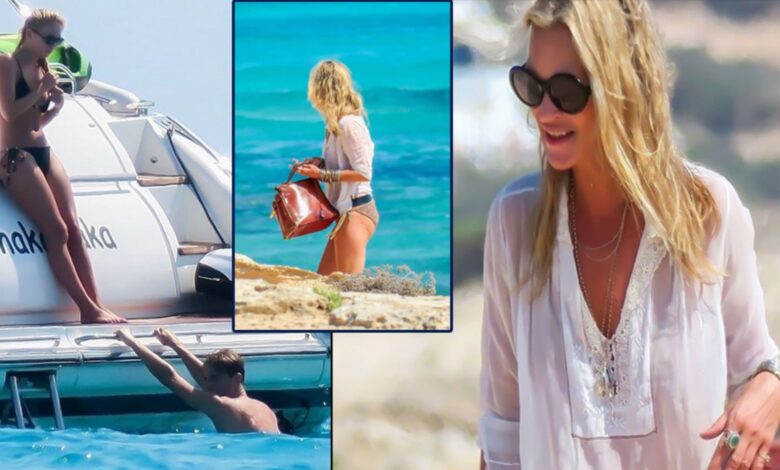 Kate Moss İspanya’da Plajda Dikkat Çekti